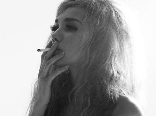 black and white, cigarette and girl