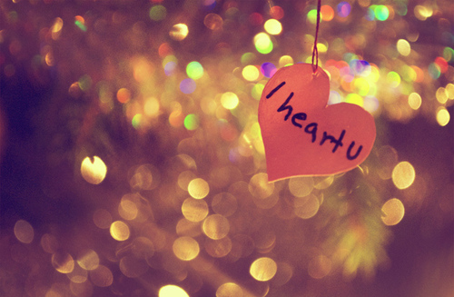 bokeh, heart and text