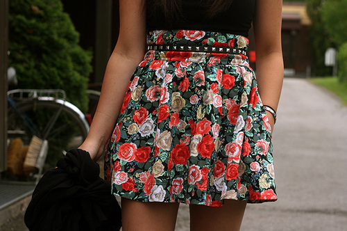 floral, girl and legs
