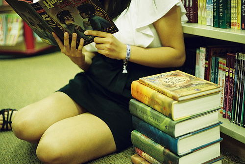 books, cute and girl