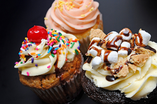 chocolate, cupcakes and sprinkles