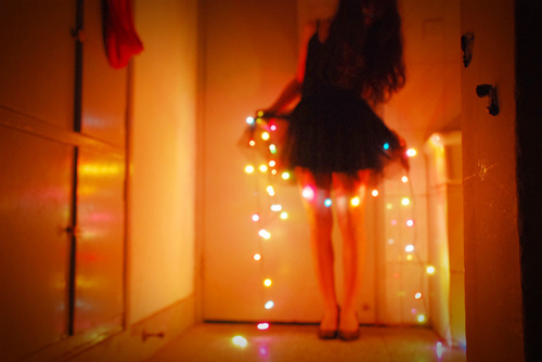 dress, girl and lights