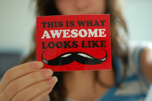 awsome, girl and moustache