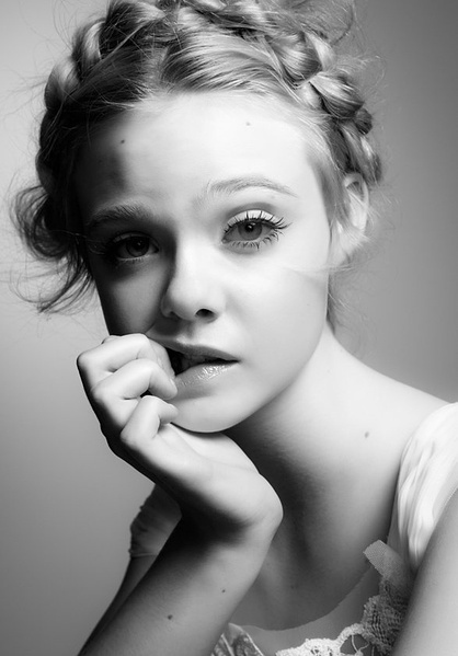 black and white, cute and elle fanning