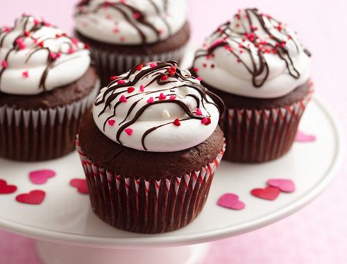 chocolate, cupcakes and hearts