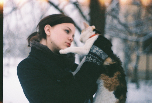 animal, cat and girl
