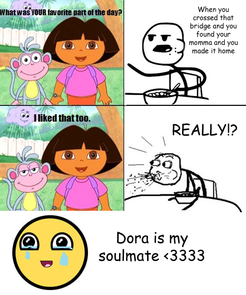 aww, cereal guy and dora the explorer