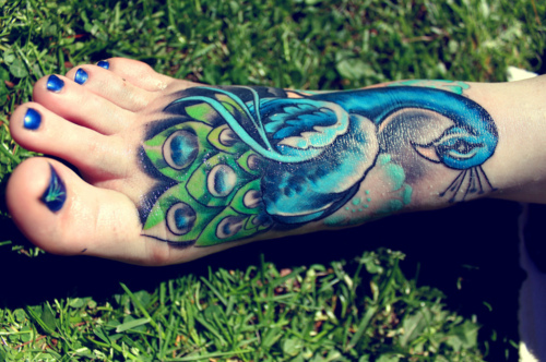 blue nails, foot tattoo and fuck yeah tattoos