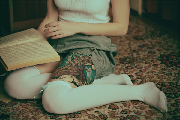 book, girl and legs