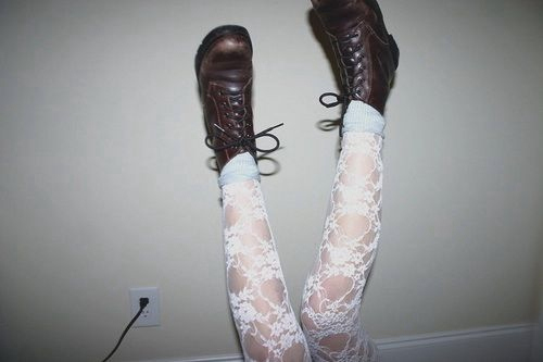 boots, girl and lace