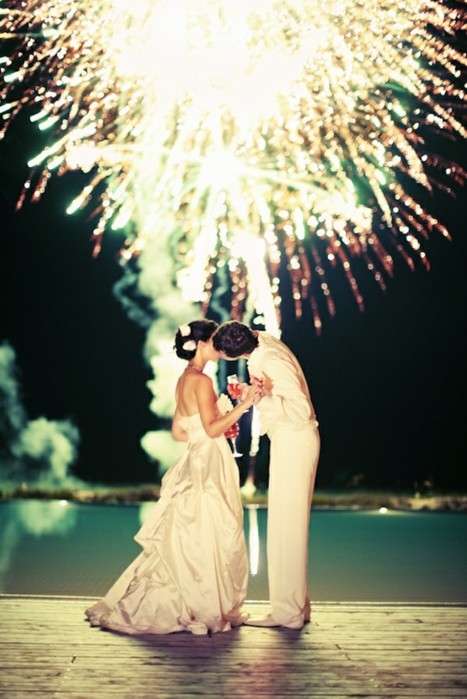 couple, firework and kiss