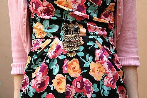 dress, fashion, floral, girl, necklace