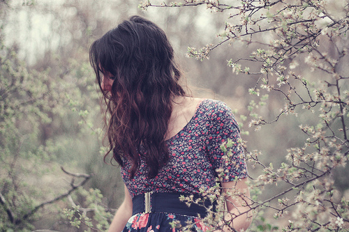 floral, girl and hair