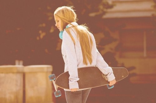 girl, indie and longboard