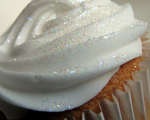 cupcake, glitter and sprinkles