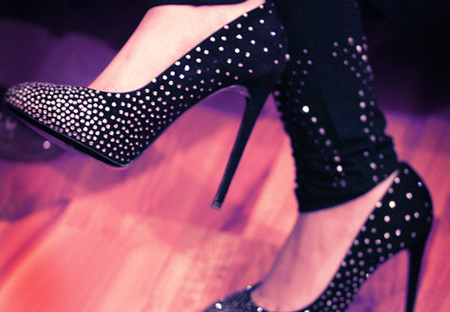 black high heels with sparkles