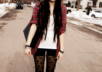 black hair,  fashion and  lace tights