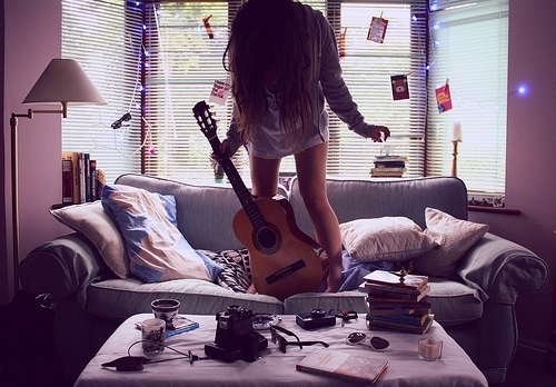 girl, guitar and music