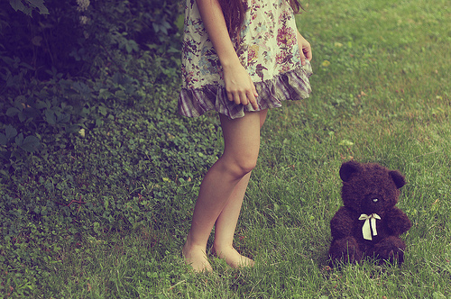 bear, dress and floral