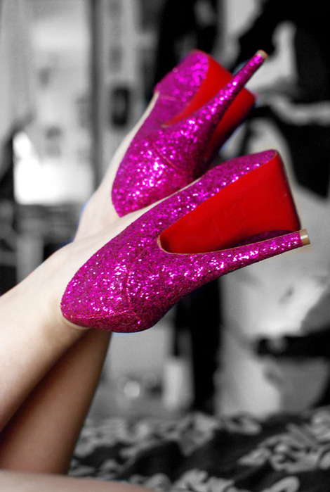 christian louboutin, glitter, heels, louboutin, pink - image ...  