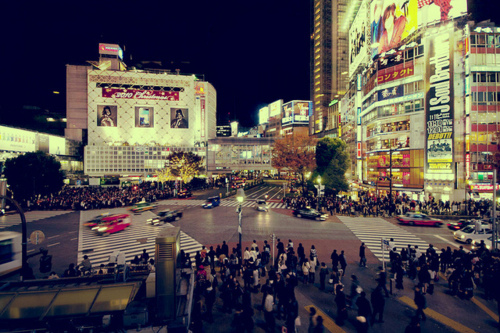 city, japan and lights