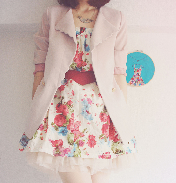 dress, floral and girly