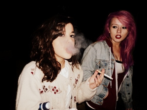 cardigan, cigarette and colored hair