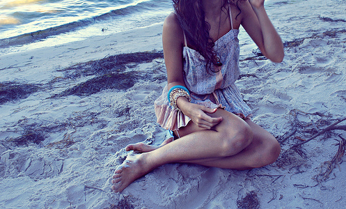 beach,  beautiful and  brown hair