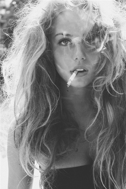 black and white, blond and cigarette