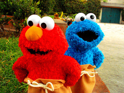 cookie monster,  elmo and  love