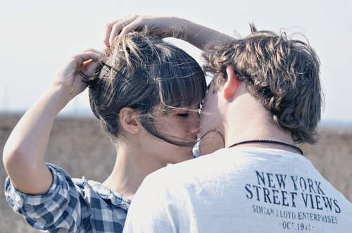 couple, hair and kiss