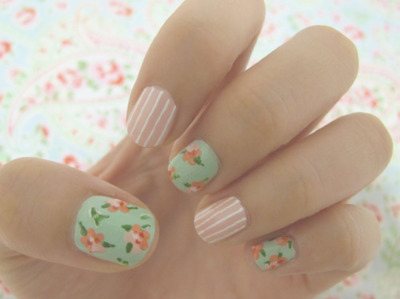 floral,  nail and  pink