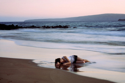 alone,  beach and  girl