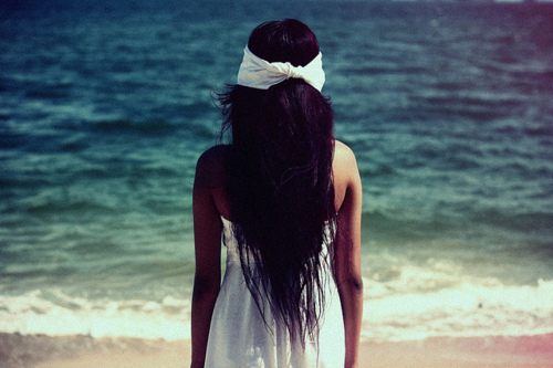 beach, beautiful and black hair