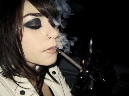 black eyeshadow, cigarette and cigarettes