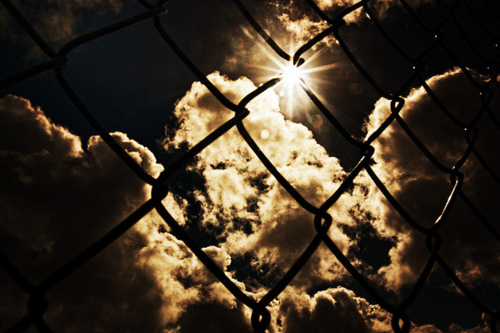cloud, fence and light