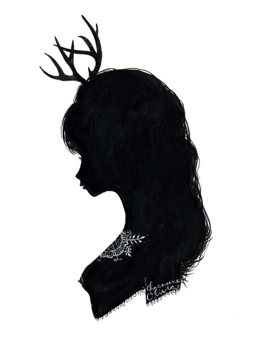antlers,  art and  black and white