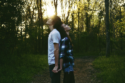 boy and girl, cute and forest