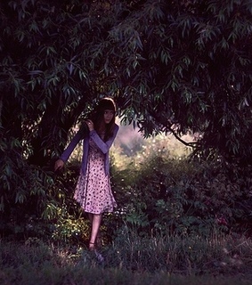 girl, grove and leaves