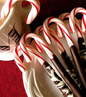 candy, candy canes and chocolate
