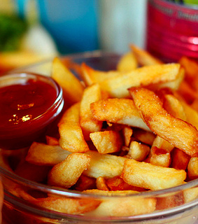 food, fries and ketchup
