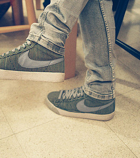 nike, skinny jeans and stripes