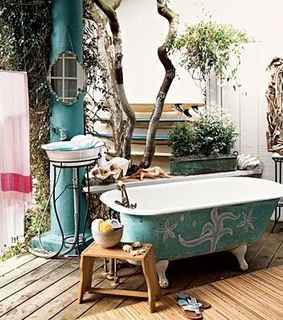 aqua, bath room and bath tub