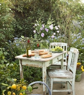baguette, flowers and garden