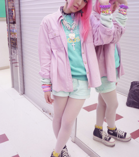 asian, blue and blue hair