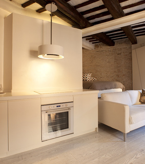 apartment interior design, bedroom and closet