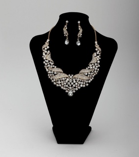 bib necklace set, bib wedding necklace set and crystal wedding jewelry set