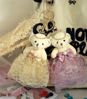 lace dress teddy bear keychain, princess teddy bear keychain and princess teddy bear keyring