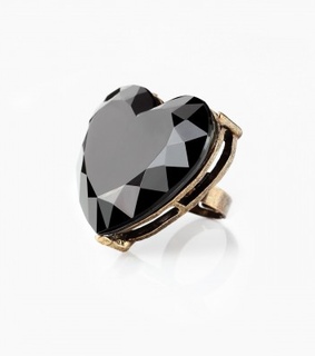 acrylic heart cocktail ring, acrylic large heart ring and antique large heart ring