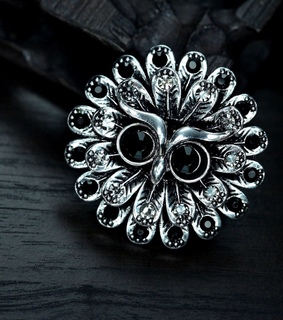 angry owl ring, antique gold owl ring and owl cocktail ring